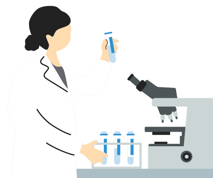 Illustration of a woman looking through a microscope