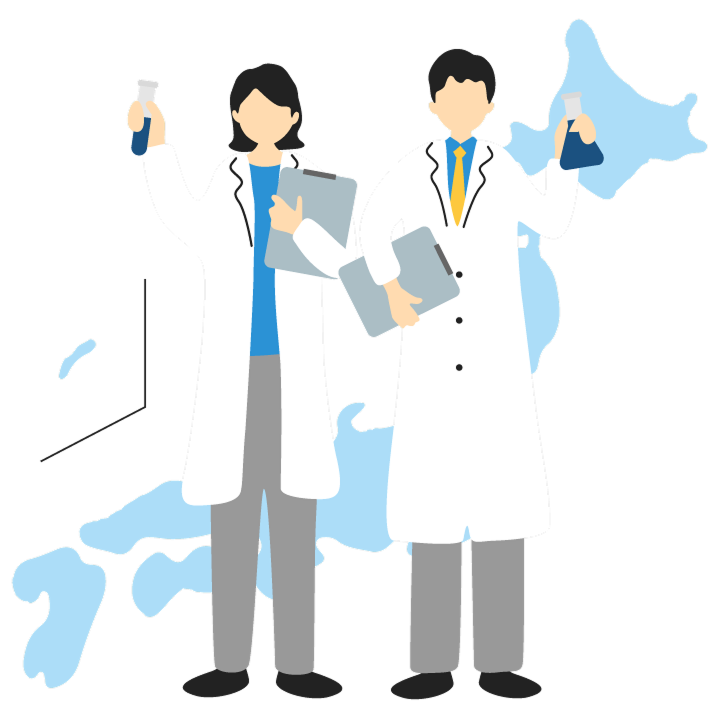 Illustration of a woman looking through a microscope