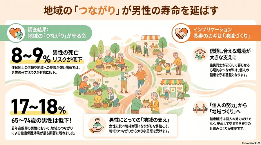 長寿のカギ」は、信頼し合える地域にあり！ 大規模データから地域の