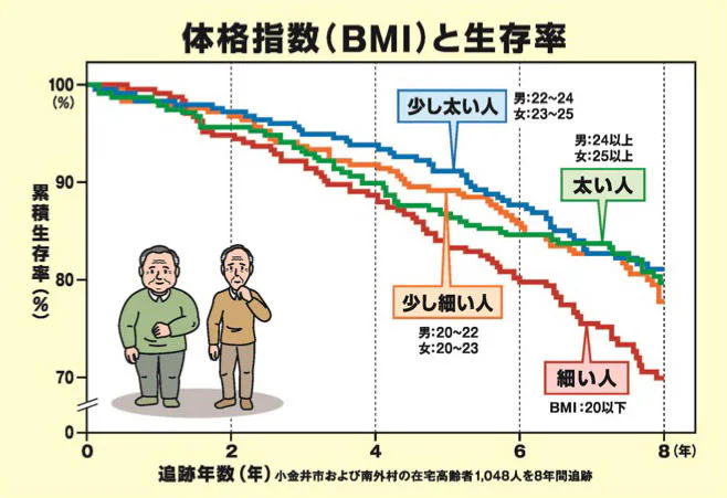 体格指数（BMI）と生存率